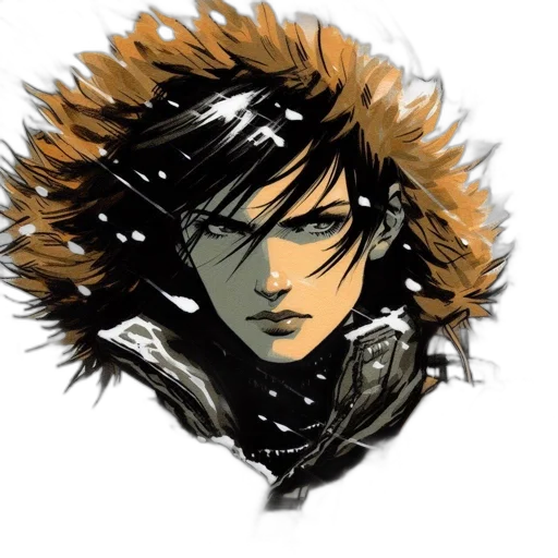 jacket, face, comic book art, concept art transparent PNG cut-out