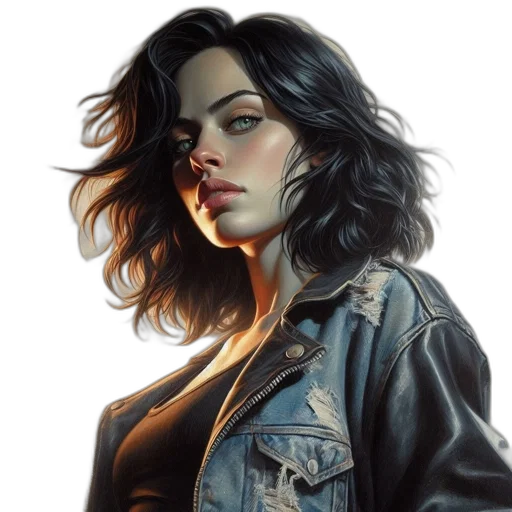 jacket, face, comic book art, photorealistic transparent PNG cut-out