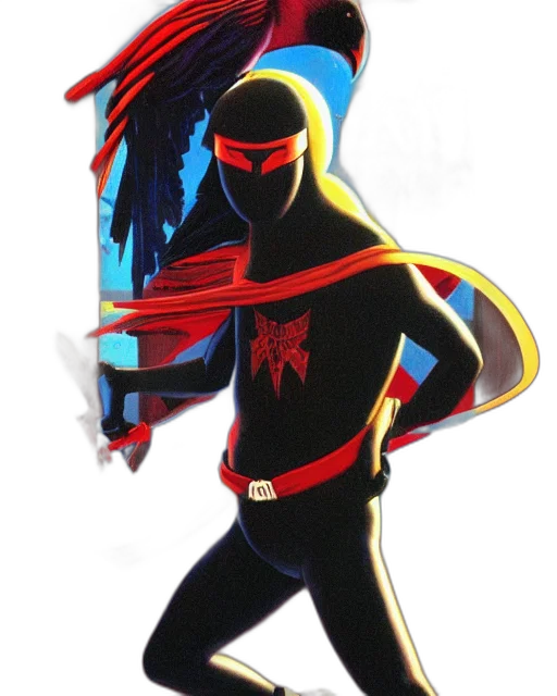 mask, jacket, staff, sword transparent PNG cut-out