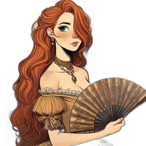 dress, jewelry, staff, fantasy art transparent PNG cut-out