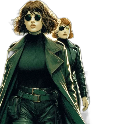 jacket, comic book art, concept art, green transparent PNG cut-out