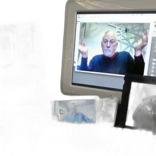 staff, collage, screens, showing transparent PNG cut-out