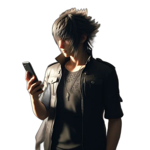 jacket, weapon, staff, hair transparent PNG cut-out