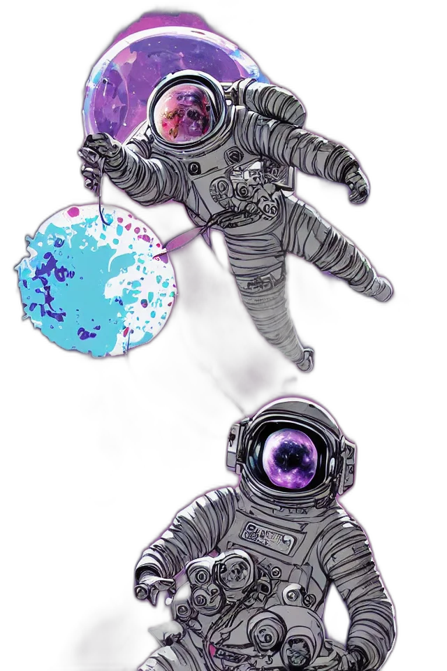 robot, staff, concept art, 3d render transparent PNG cut-out