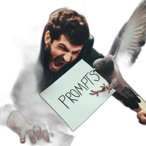 concept art, man, distress, holds transparent PNG cut-out