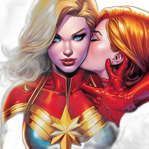 comic book art, two, females, comic transparent PNG cut-out