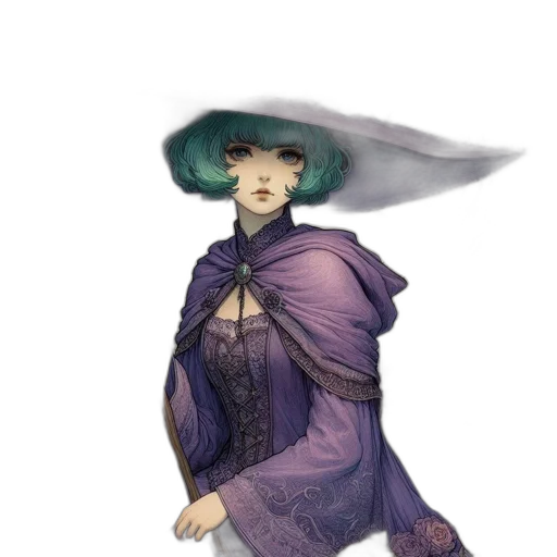 hat, dress, umbrella, staff transparent PNG cut-out