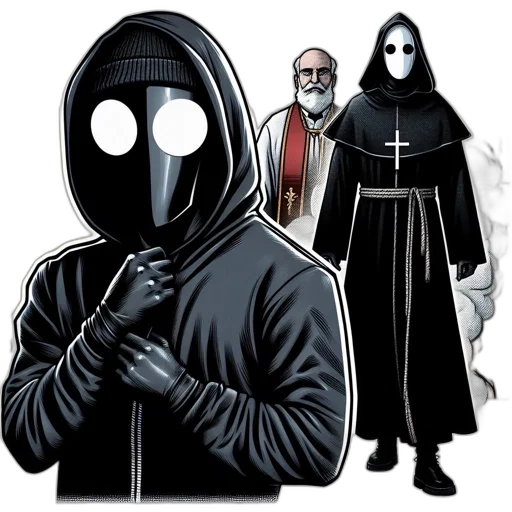 mask, jacket, staff, concept art transparent PNG cut-out