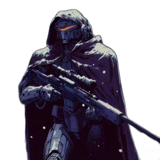 weapon, jacket, staff, robot transparent PNG cut-out