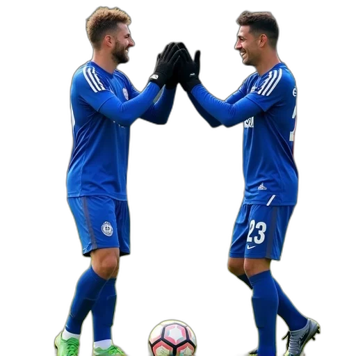 two, soccer, players, standing transparent PNG cut-out