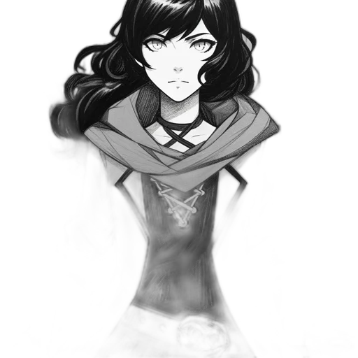 dress, face, staff, creature transparent PNG cut-out
