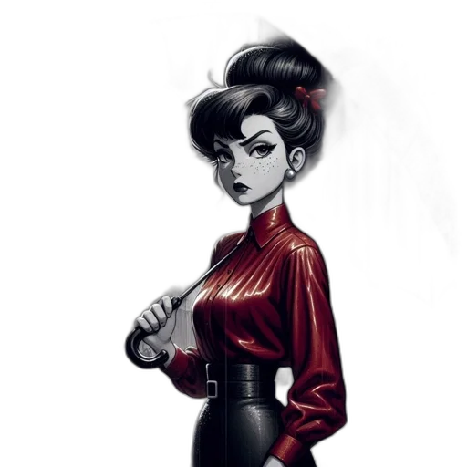 jacket, dress, staff, comic book art transparent PNG cut-out