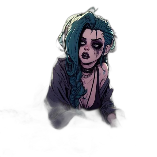 creature, jacket, face, hair transparent PNG cut-out