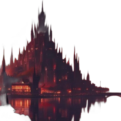 crown, dragon, building, sword transparent PNG cut-out
