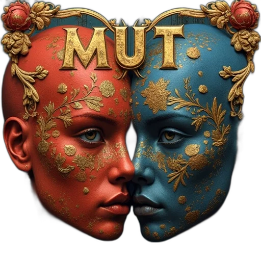 mask, concept art, photorealistic, two transparent PNG cut-out