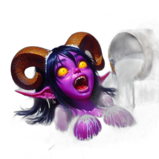 creature, mask, staff, fantasy art transparent PNG cut-out