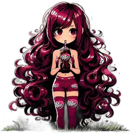 hair, dress, staff, pixel art transparent PNG cut-out