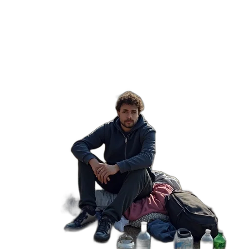jacket, shoes, bottle, face transparent PNG cut-out
