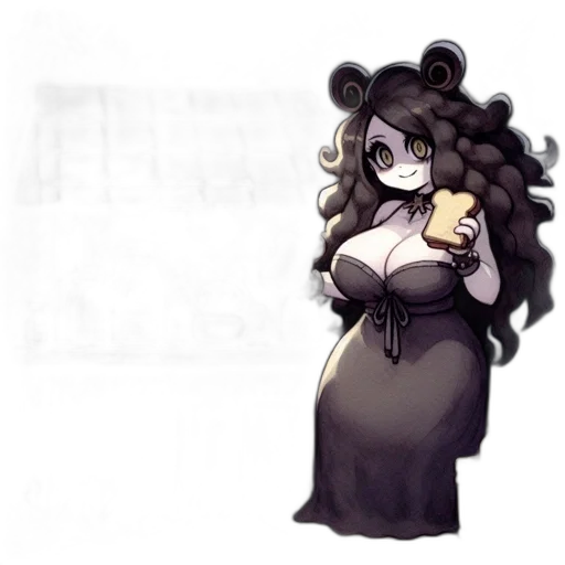 dress, staff, hair, creature transparent PNG cut-out