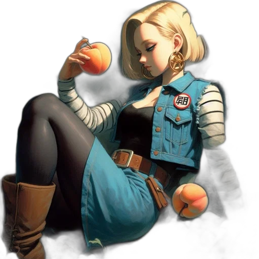 jacket, robot, staff, weapon transparent PNG cut-out