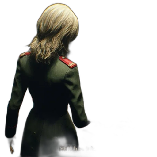 jacket, dress, hair, staff transparent PNG cut-out