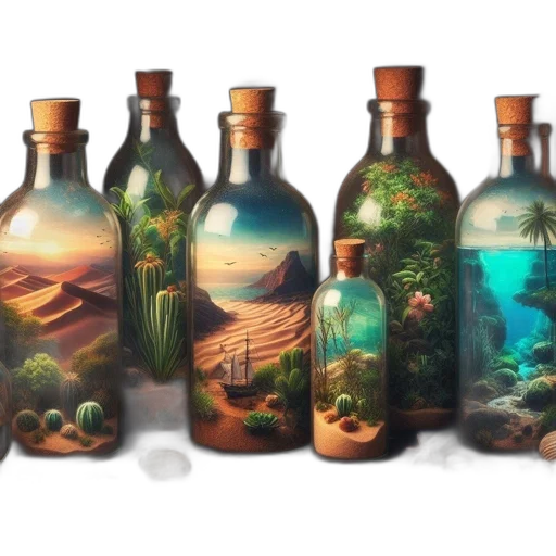 bottle, fantasy art, concept art, oil painting transparent PNG cut-out