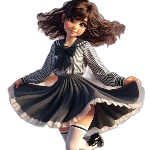 dress, robot, hair, 3d render transparent PNG cut-out