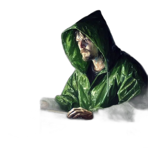 jacket, umbrella, face, concept art transparent PNG cut-out