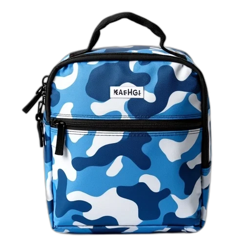 blue, white, patterned, lunchbox transparent PNG cut-out