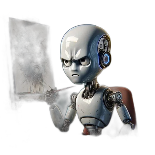 robot, staff, concept art, comic book art transparent PNG cut-out