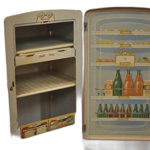 furniture, vintage, refrigerator, pink transparent PNG cut-out