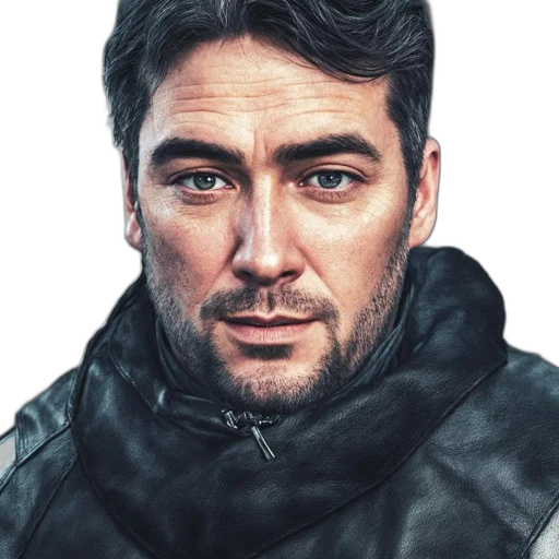 face, jacket, photorealistic, comic book art transparent PNG cut-out