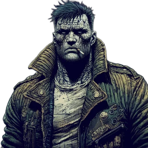 jacket, face, mask, comic book art transparent PNG cut-out