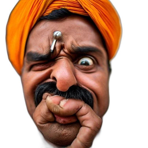face, mask, hat, staff transparent PNG cut-out