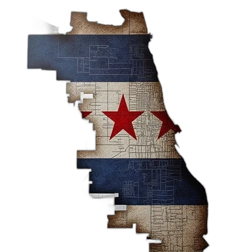 chicago, flag, map, canvas transparent PNG cut-out