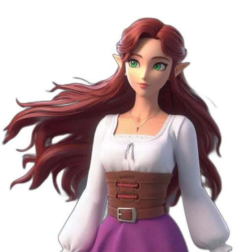 dress, staff, face, 3d render transparent PNG cut-out