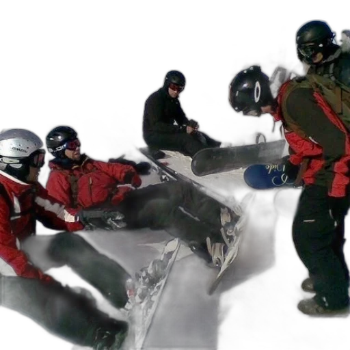 group, snowboarders, sit, snow transparent PNG cut-out