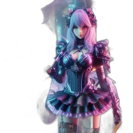 dress, robot, weapon, staff transparent PNG cut-out
