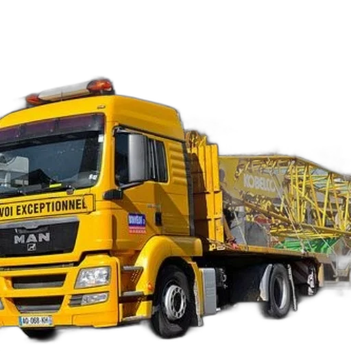 yellow, man, truck, crane transparent PNG cut-out