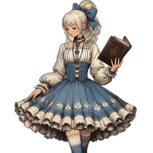 dress, staff, hat, weapon transparent PNG cut-out