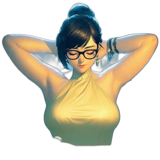 dress, jewelry, staff, comic book art transparent PNG cut-out