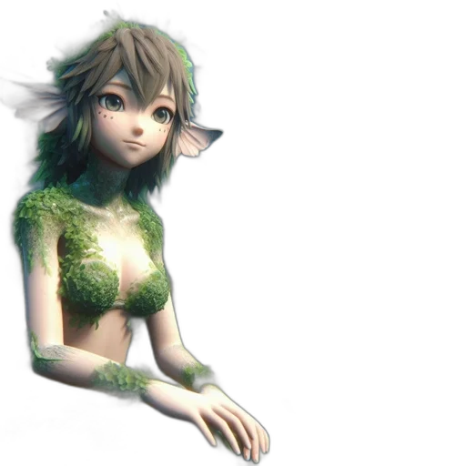 dress, creature, hair, 3d render transparent PNG cut-out