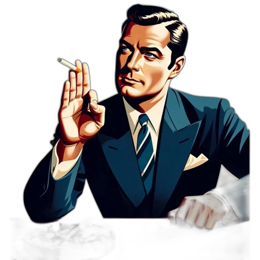 jacket, staff, face, comic book art transparent PNG cut-out