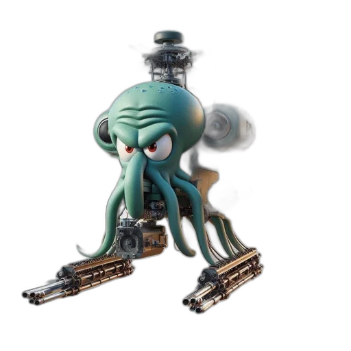 robot, creature, staff, weapon transparent PNG cut-out