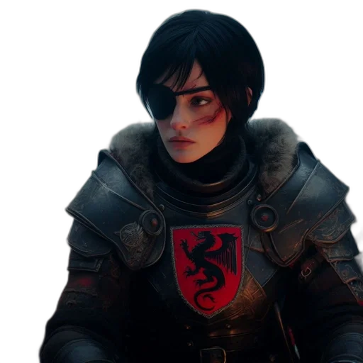 dragon, face, jacket, staff transparent PNG cut-out