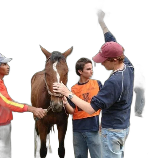 staff, animal, man, blue transparent PNG cut-out