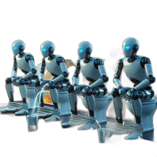 robot, staff, concept art, 3d render transparent PNG cut-out