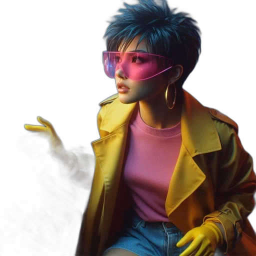 jacket, face, cyberpunk, concept art transparent PNG cut-out