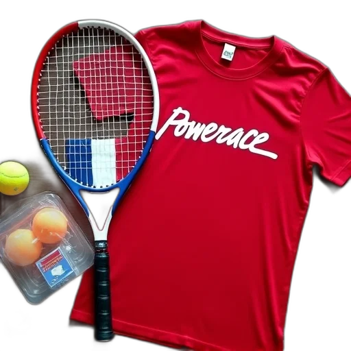 tennis, racket, red, white transparent PNG cut-out
