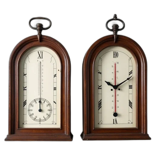 3d render, two, vintage-style, clocks transparent PNG cut-out